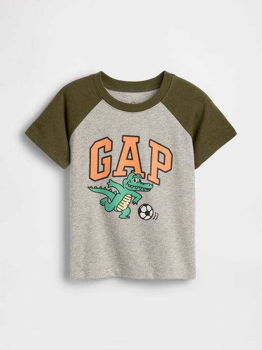Açık Gri Colorblock Grafik Baskılı T-shirt