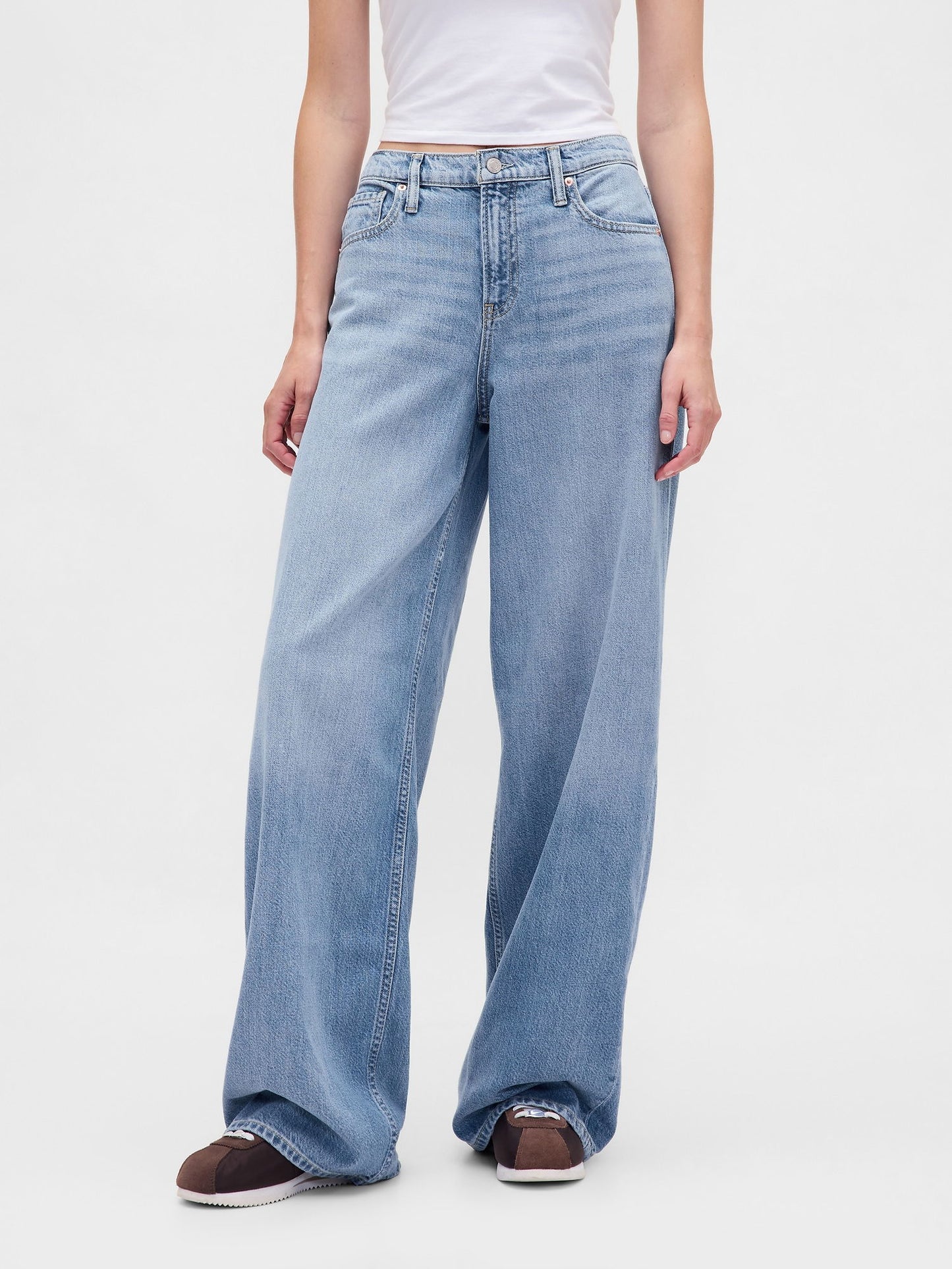 Açık Mavi Mid Rise Ultrasoft Baggy Jean Pantolon