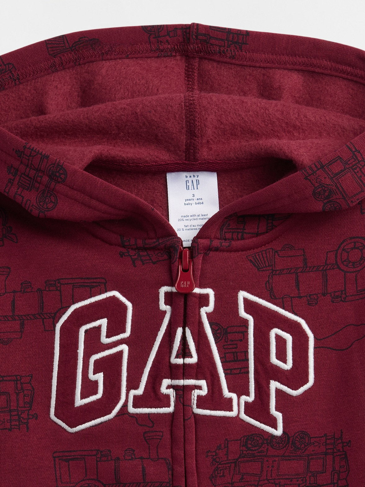 Bordo Gap Easy Logo Baskılı Fermuarlı Sweatshirt