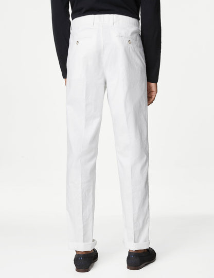 Regular Fit Keten Chino Pantolon