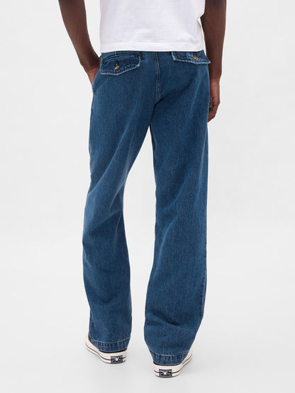 Koyu Mavi Relaxed Straight Pantolon Jean