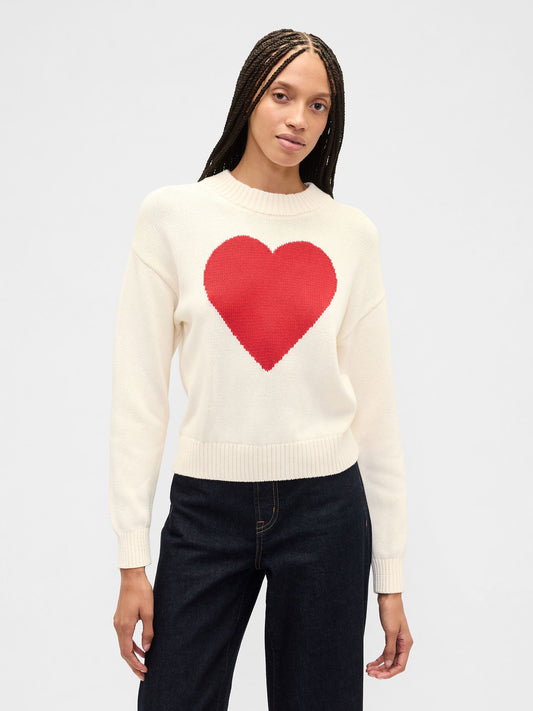 Krem Relaxed Crop Intarsia Kazak