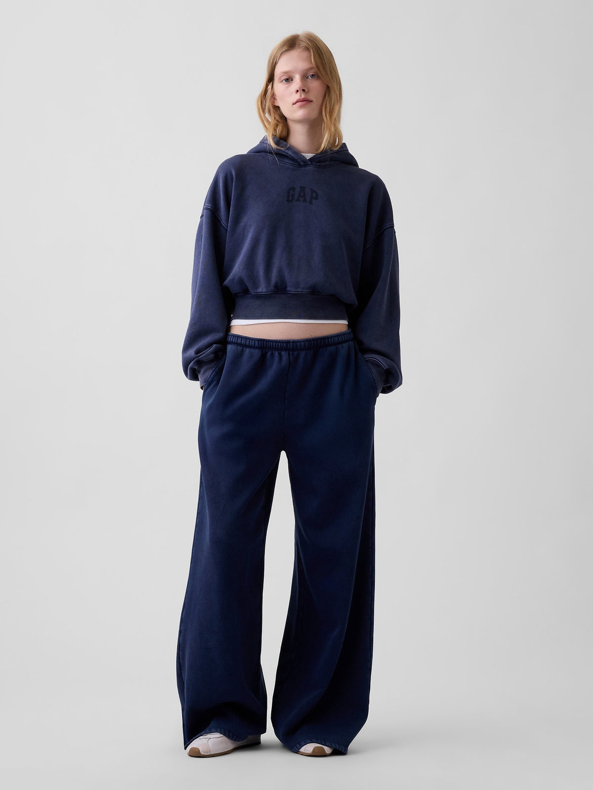 Lacivert Vintagesoft Crop Logo Sweatshirt