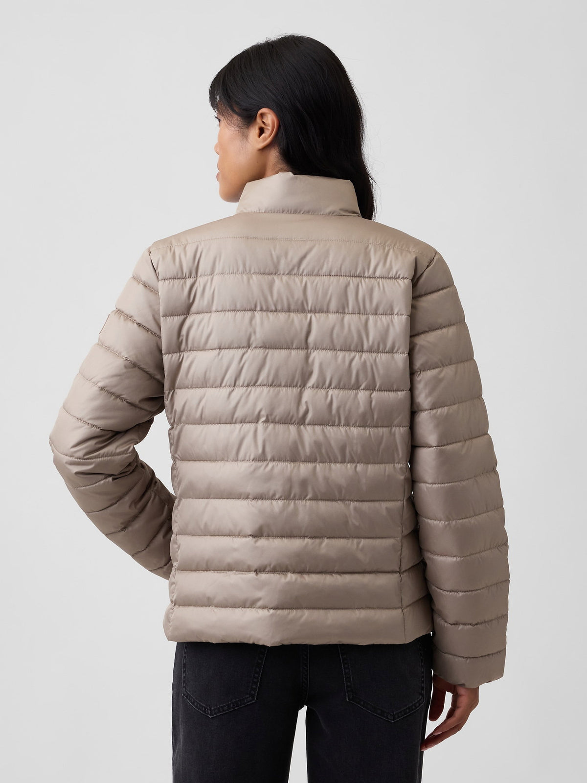 Bej Relaxed Puffer Şişme Mont