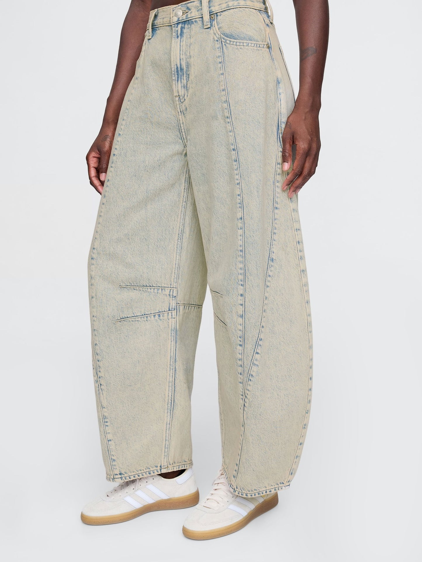 Bej High Rise Horseshoe Jean Pantolon