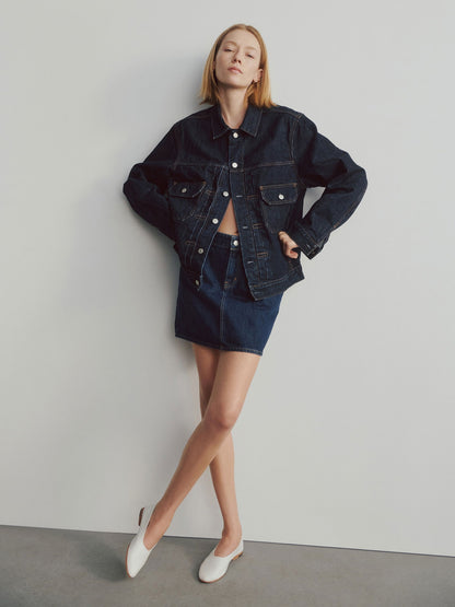 Lacivert Denim Mini Etek