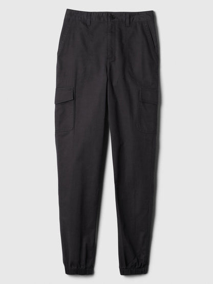 Siyah Twill Jogger Kargo Pantolon