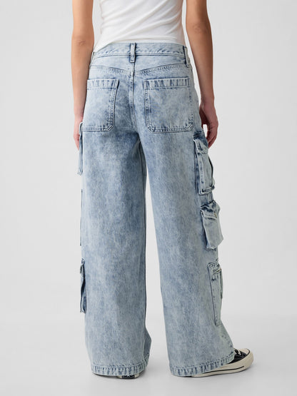 Mavi Mid Rise Kargo Baggy Jean Pantolon