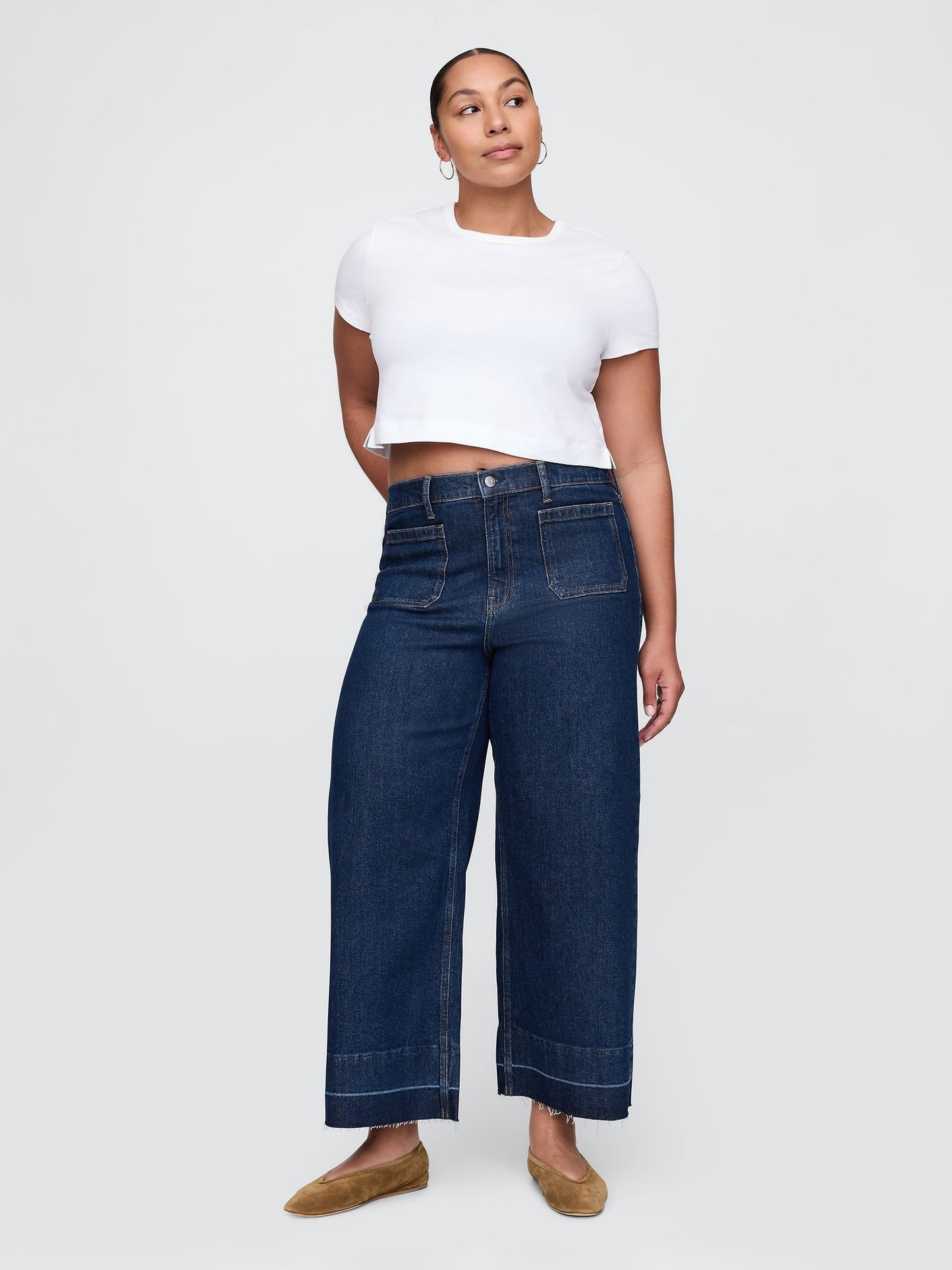 Lacivert High Stride Wide-leg Ankle Jean Pantolon