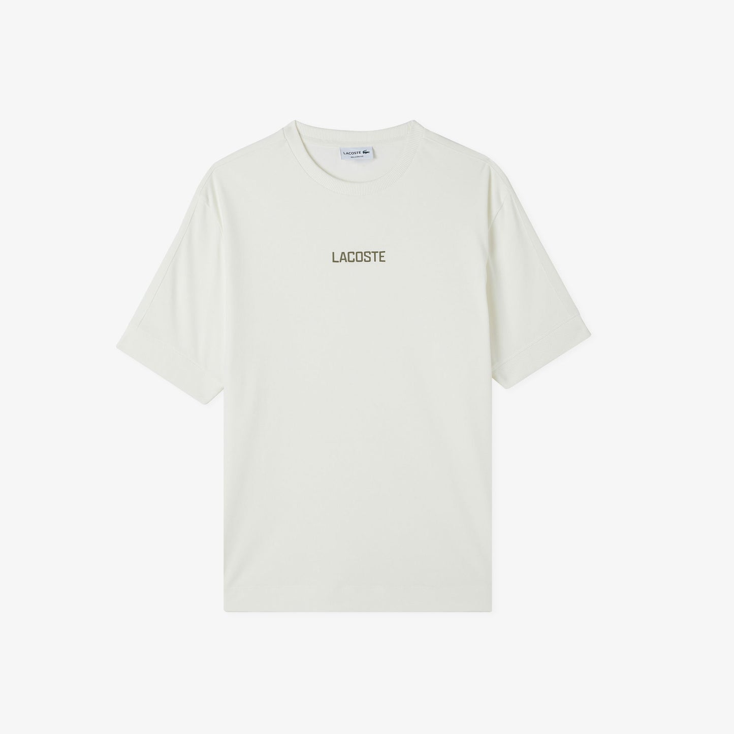 Lacoste Erkek Loose Fit Bisiklet Yaka Baskılı Beyaz T-shirt