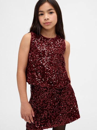 Bordo Sequin Bubble Bluz