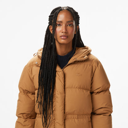 Lacoste Kadın Kapüşonlu Açık Kahverengi Mont