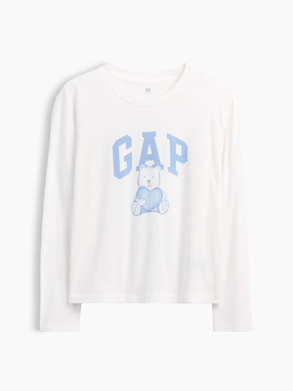 Beyaz Logo Grafik Baskılı T-shirt
