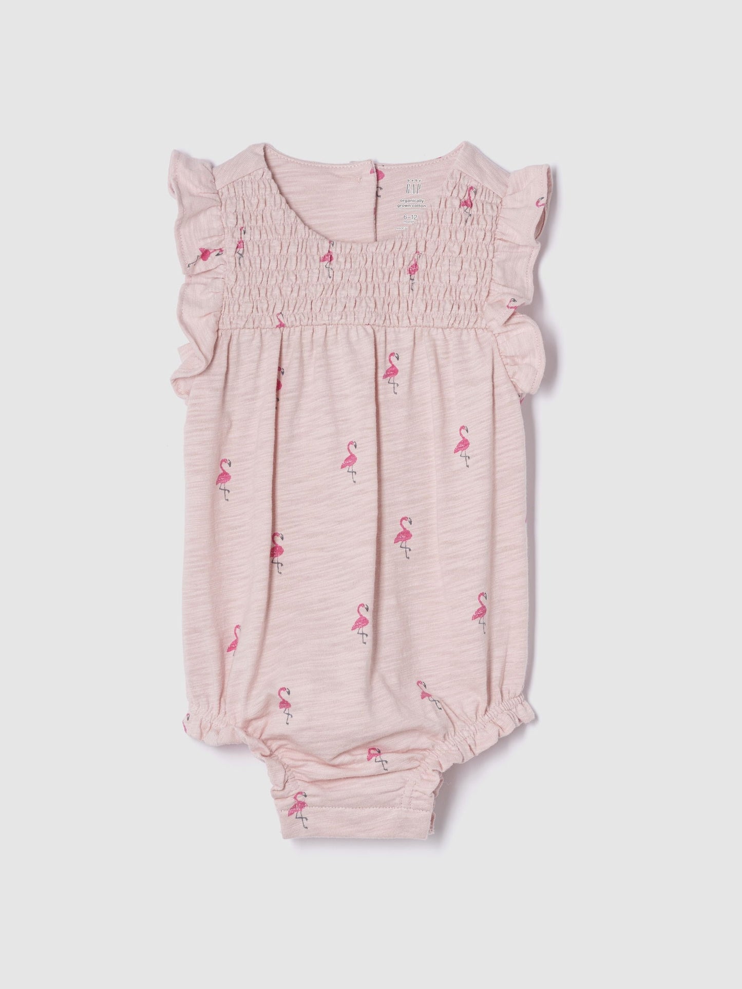 Pembe Organik Pamuk Smocked Balon Kısa Tulum