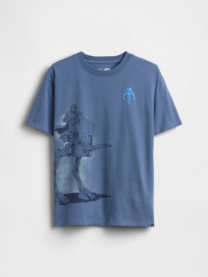 Açık Gri Star Wars Relaxed Grafik Baskılı T-shirt