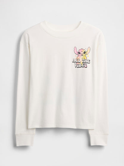 Beyaz Gap × Disney Oversized Grafik T-shirt