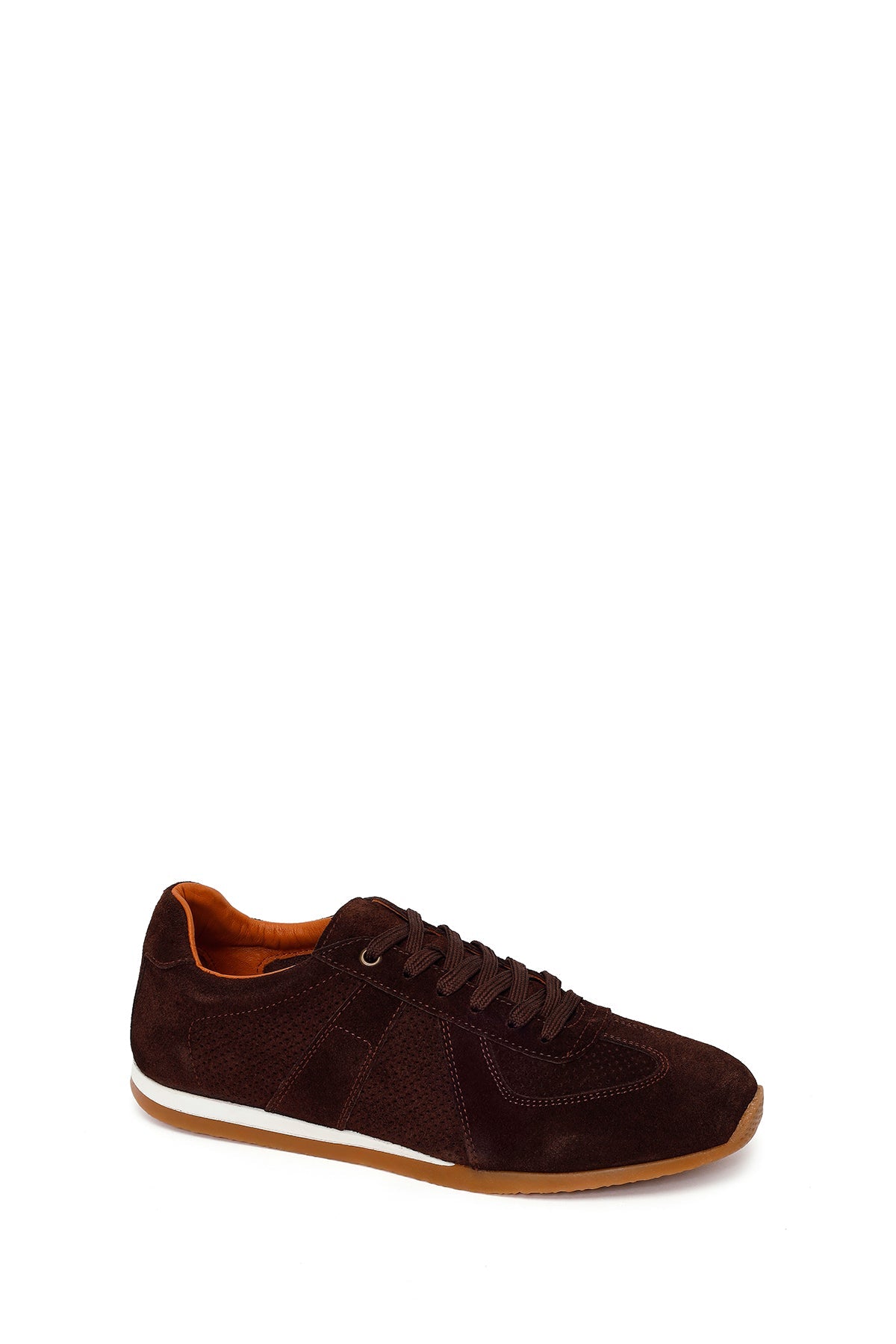 Erkek Kahverengi Bağcıklı Süet Deri Sneaker