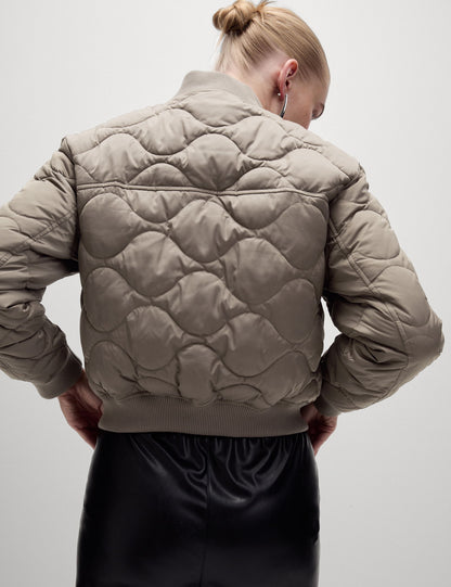 Saten Kapitone Bomber Ceket