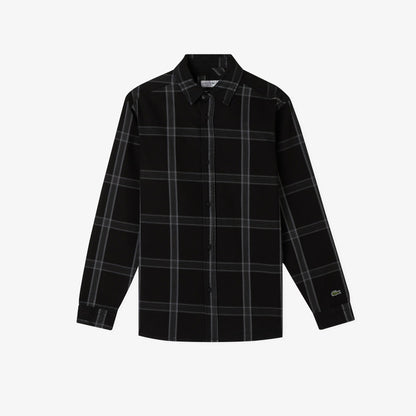 Erkek Regular Fit Kareli Siyah Gömlek