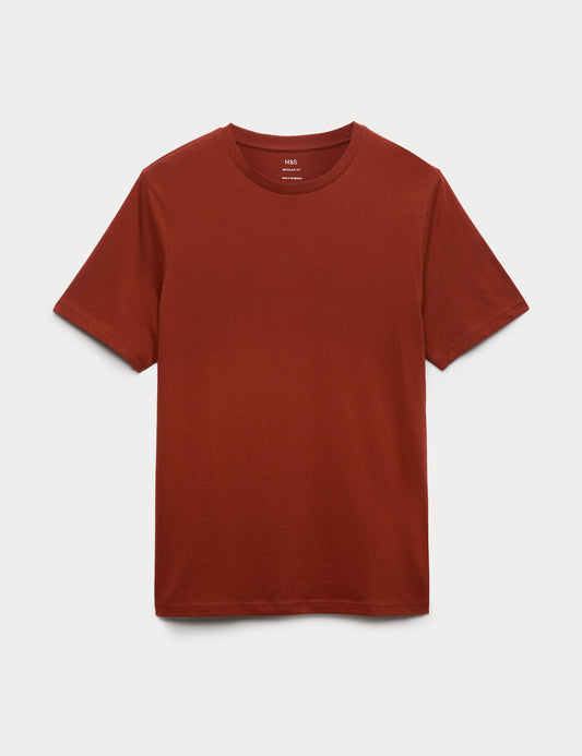 Saf Pamuklu Kısa Kollu T-shirt