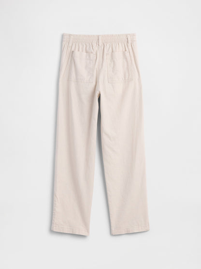 Ekru Relaxed Keten Karışımlı Pantolon