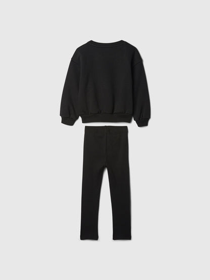 Siyah Desenli Sweatshirt Set