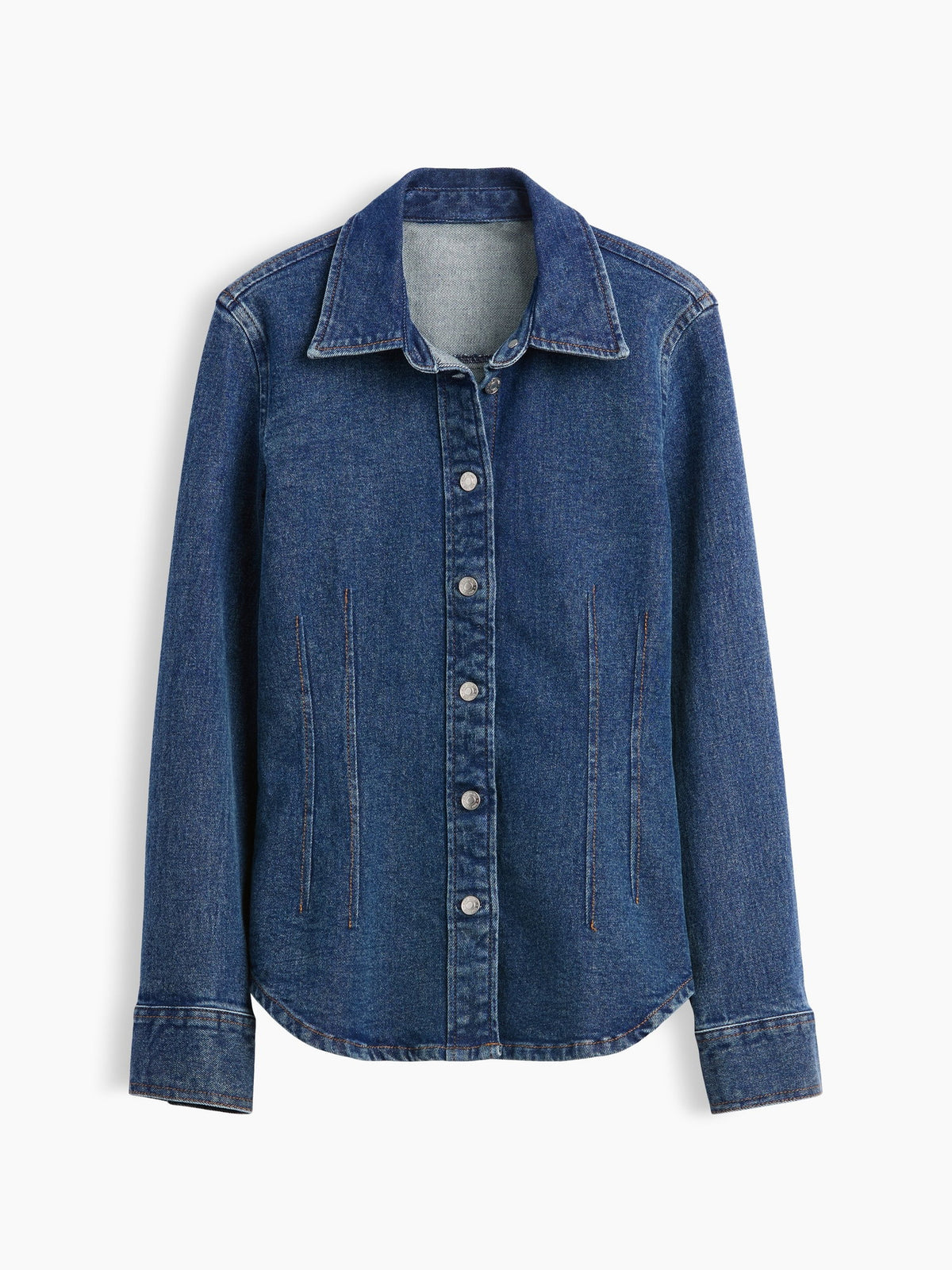 Koyu Mavi Denim Fitted Gömlek