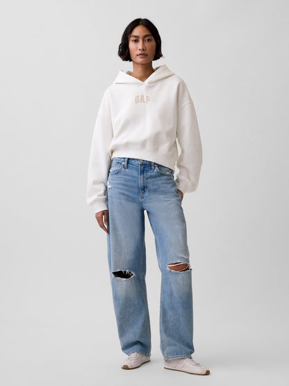 Beyaz Vintagesoft Oversized Crop Logo Sweatshirt