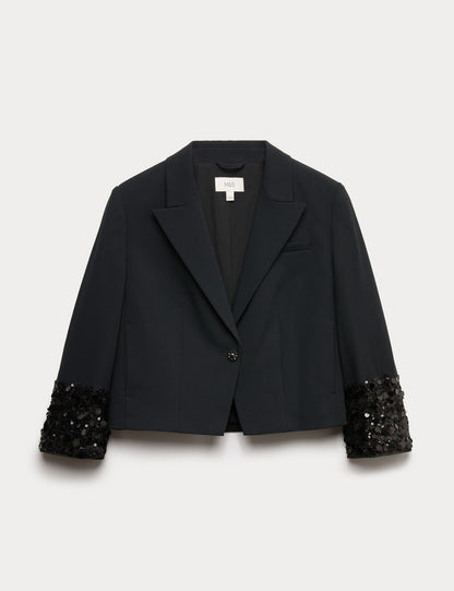 Payet Detaylı Kısa Blazer