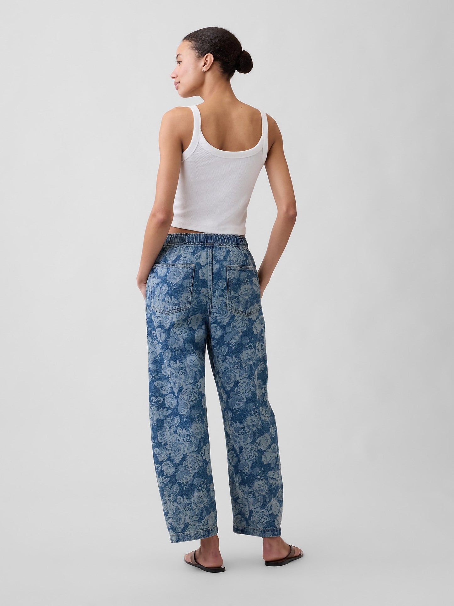 Mavi Mid Rise Baskılı Pull-on Barrel Jean Pantolon