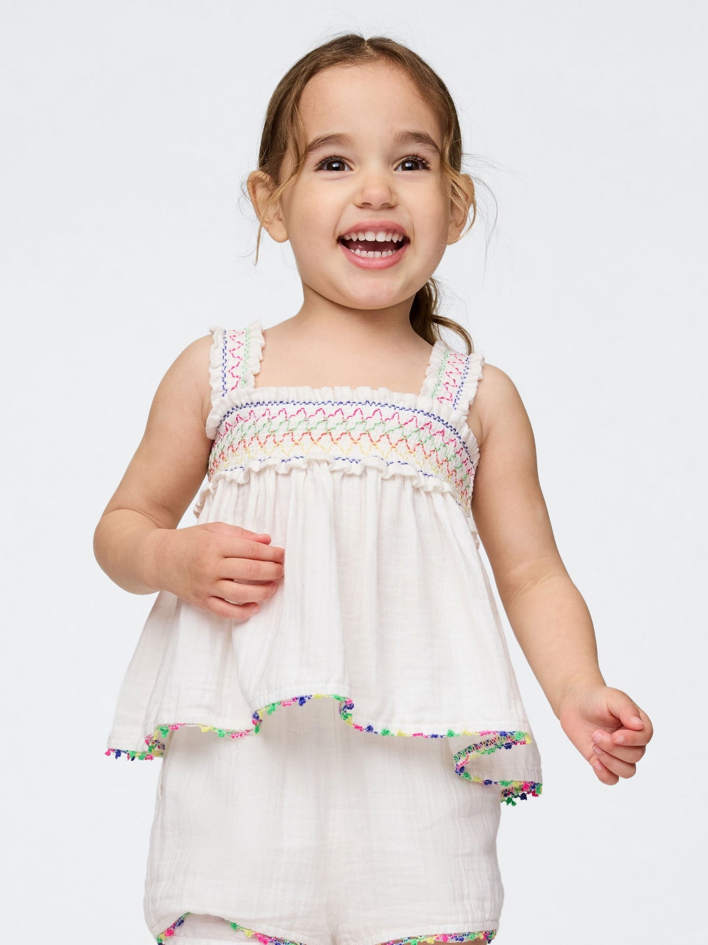 Beyaz Crinkle Gauze Outfit Set