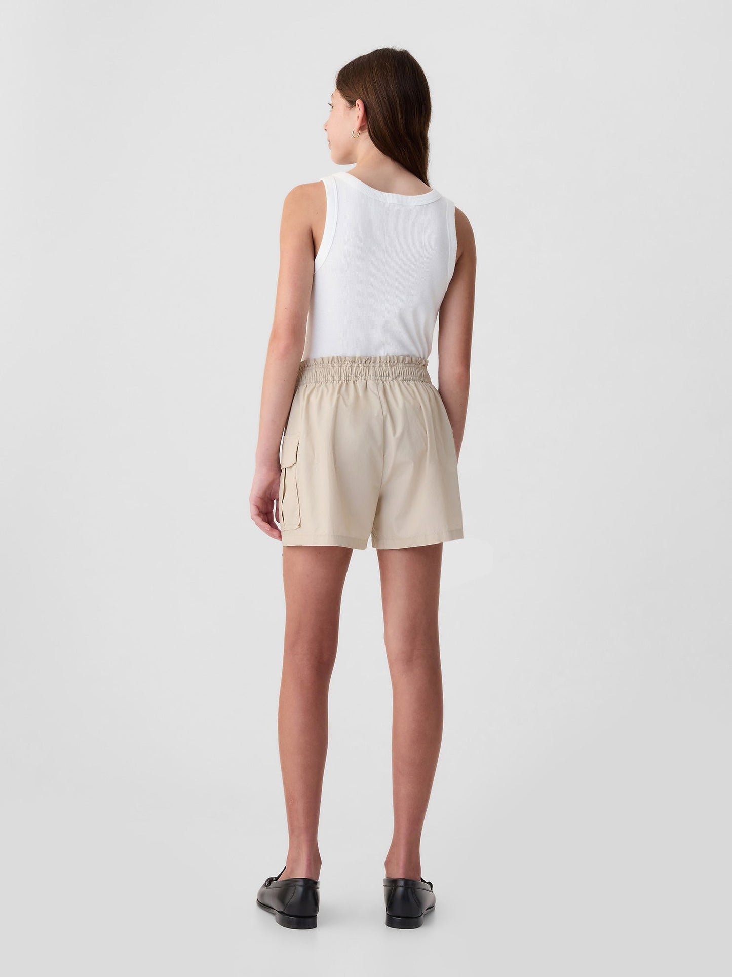 Bej Mid Rise Utility Kargo Şort