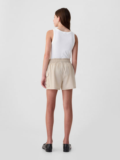 Bej Mid Rise Utility Kargo Şort