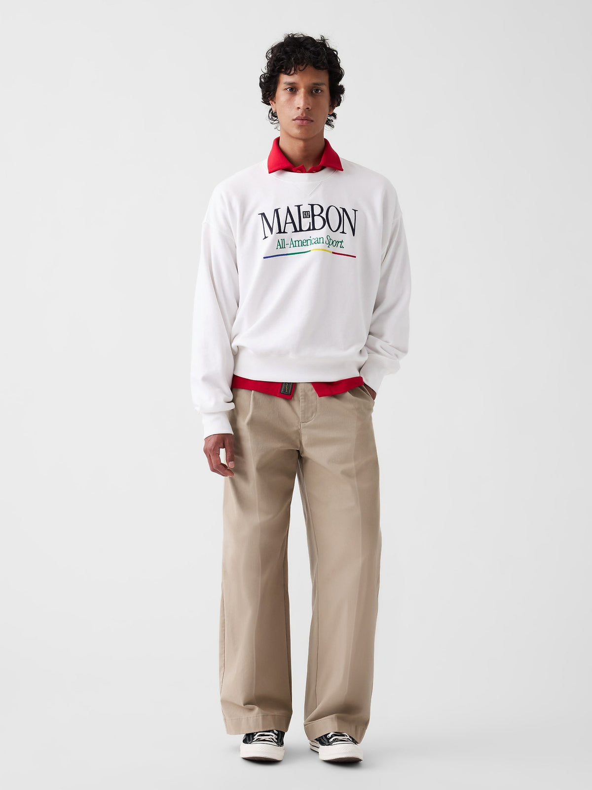 Beyaz Gap × Malbon Heavyweight Logo Sweatshirt
