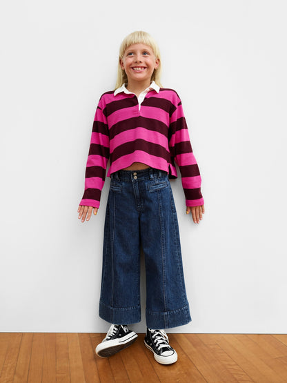 Lacivert High Rise Stride Wide-leg Ankle Jean Pantolon