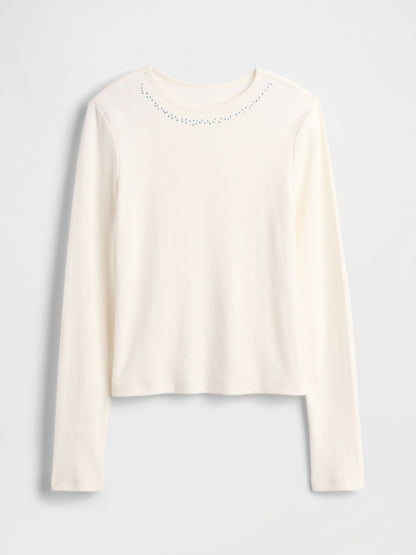 Krem Süslü T-shirt