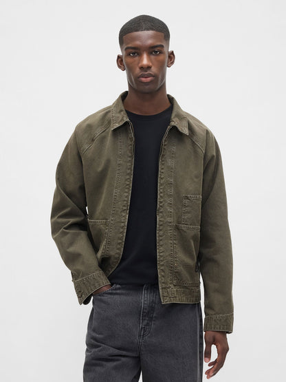 Haki Canvas Denim Chore Ceket