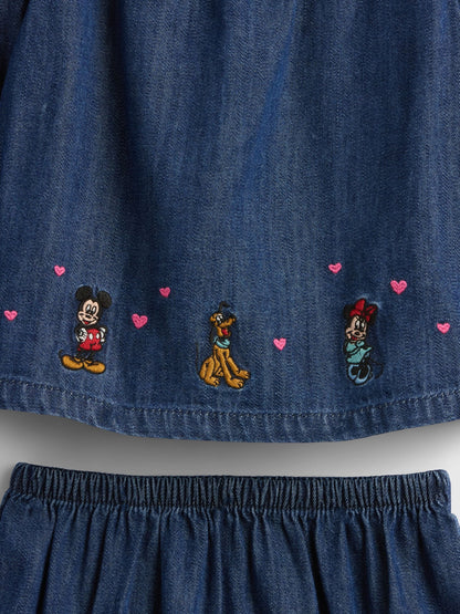 Koyu Mavi Gap × Disney Bebek Denim Outfit Set