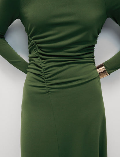 Regular Fit Yuvarlak Yaka Midi Elbise