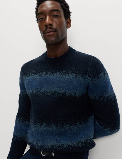 Supersoft Ombré Çizgili Bisiklet Yaka Kazak