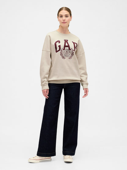 Krem Oversized Gap Grafik Sweatshirt