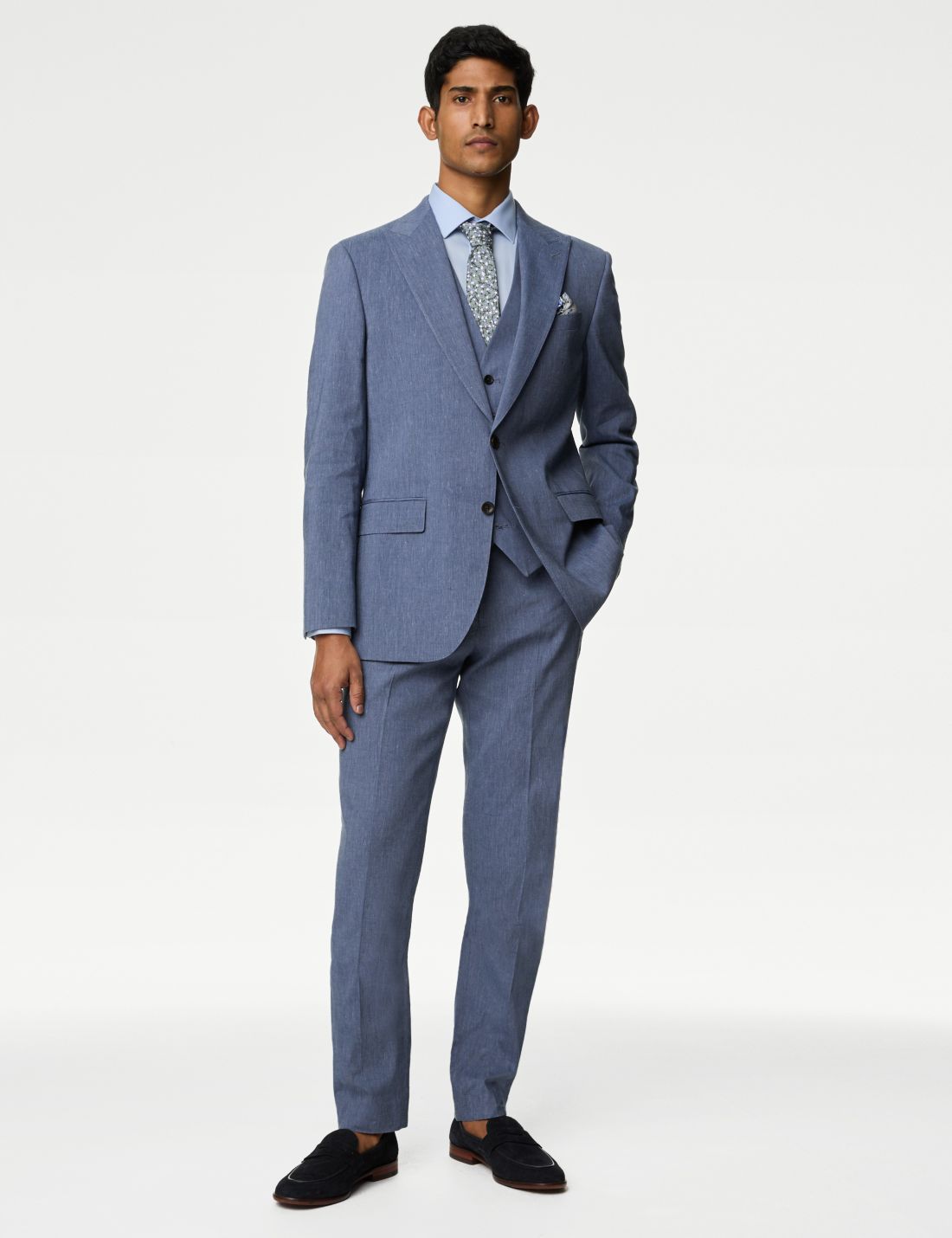 Tailored Fit Klasik Keten Ceket