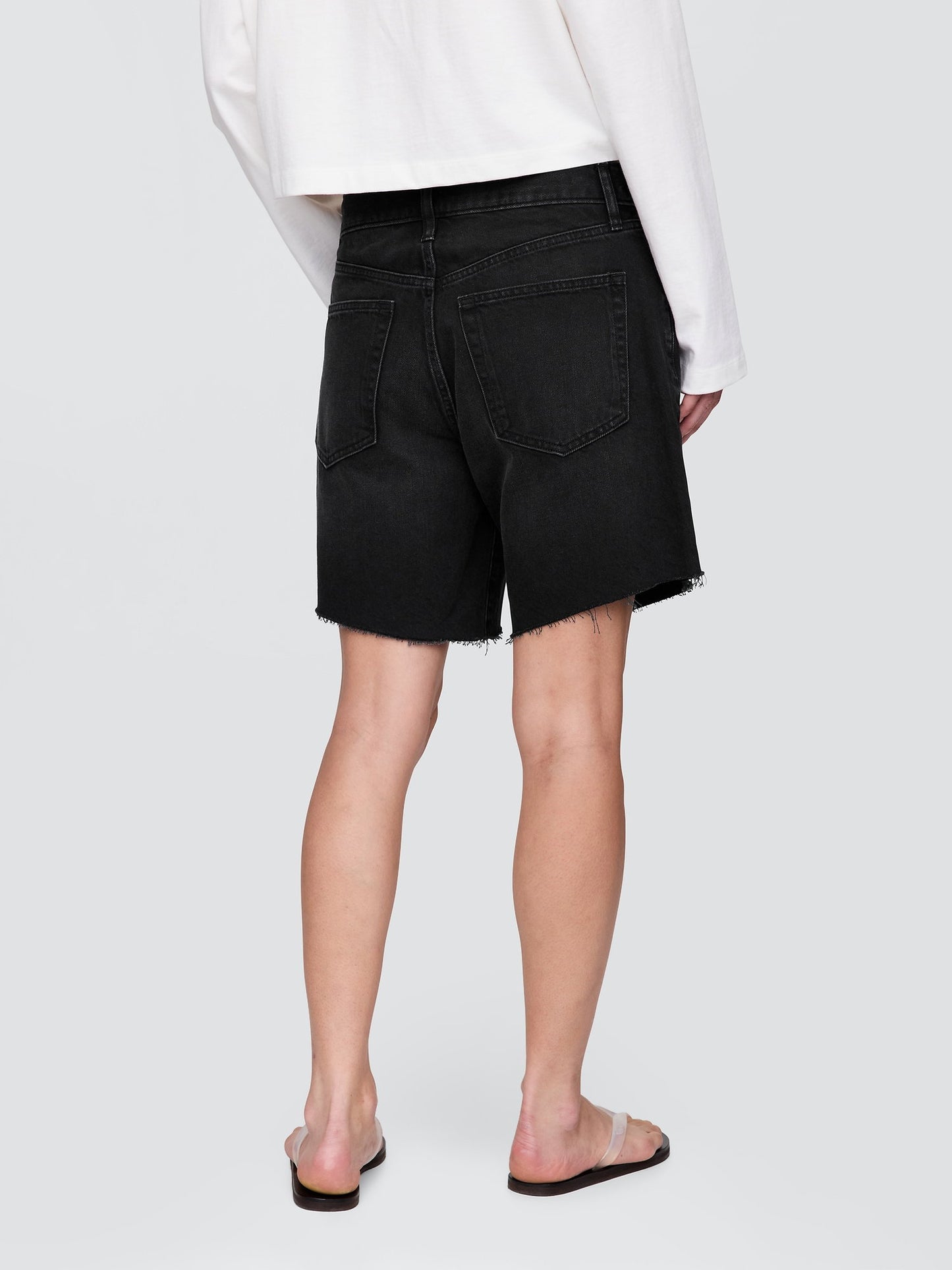Siyah 8 Mid Rise '90s Loose Denim Bermuda Şort