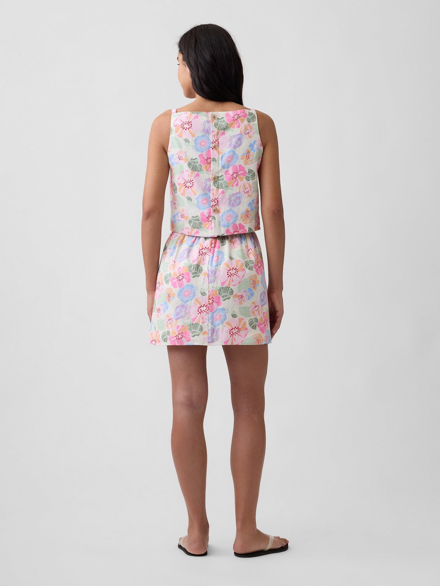 Çok Renkli Linen-blend Pull-on Mini Etek