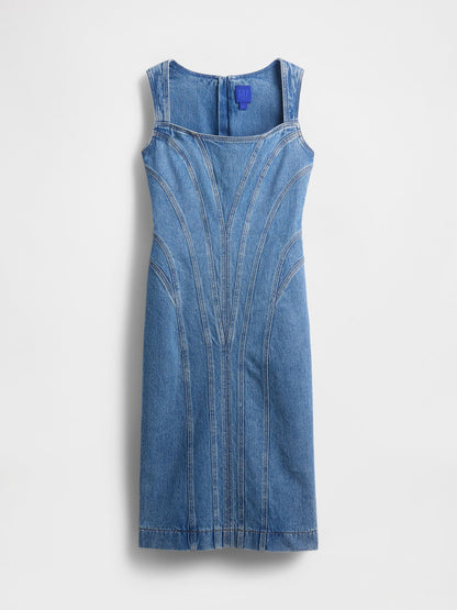 Açık Mavi Gapstudio Seamed Denim Midi Elbise