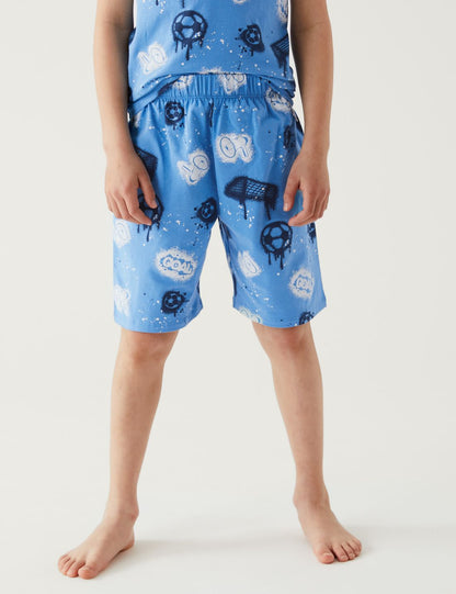 Futbol Temalı Kısa Kollu Pijama Takımı (7-16 Yaş)