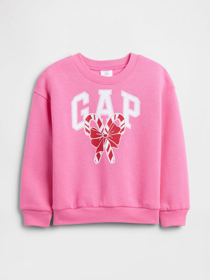 Pembe Grafik Baskılı Sweatshirt