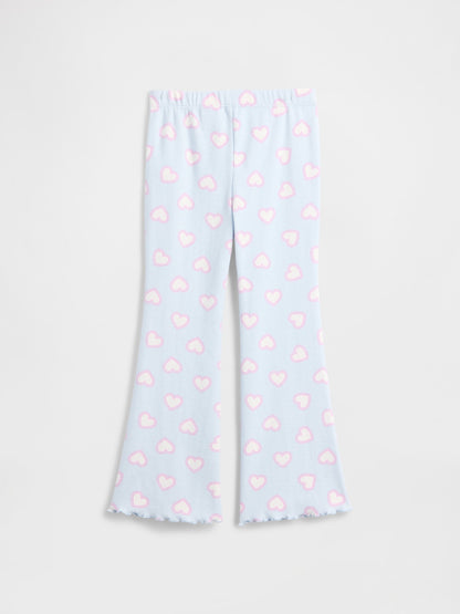Açık Mavi Pull-on Ribbed Flare Tayt