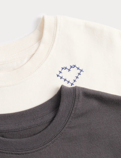 2'li Desenli T-shirt
