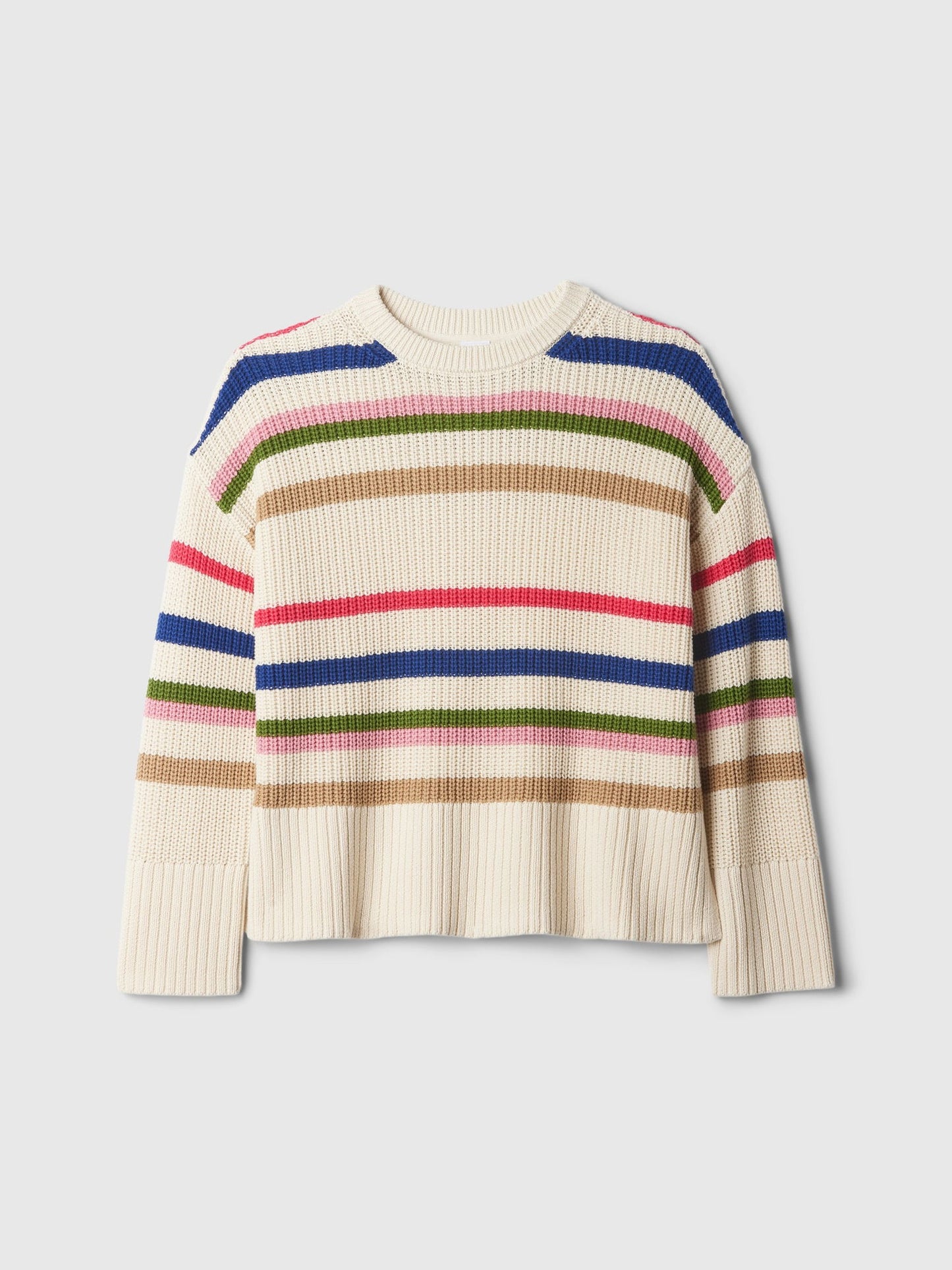 Çok Renkli Çizgili Oversize Kazak